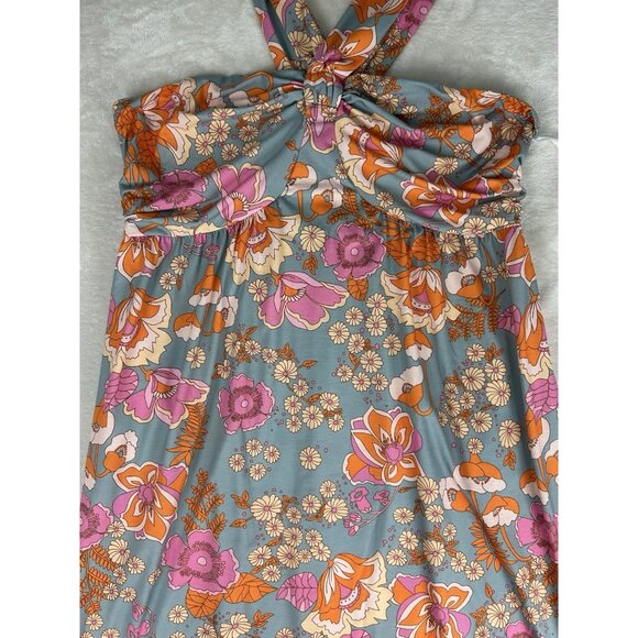 Grace Karin Womens Floral Retro Midi Dress Size XL Grey 1960s Style Sundress - Picture 6 of 11